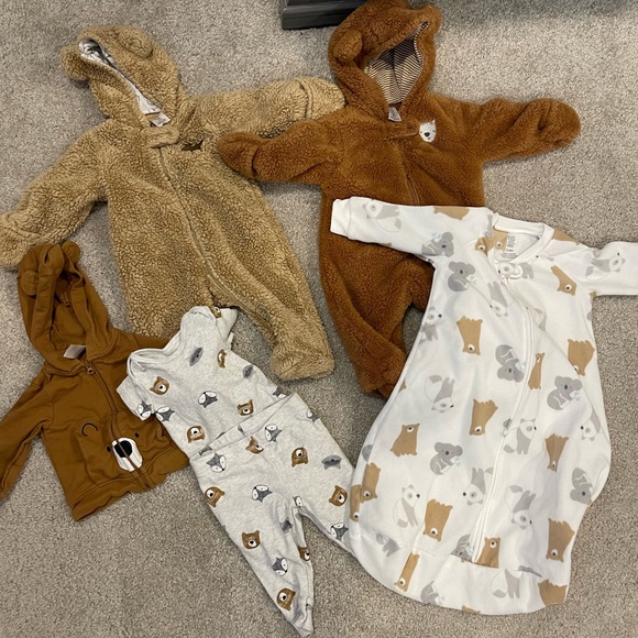 Carter's Other - Baby bear bundle. 3-6month sizes. Fleece sleep sack, outfit, 2 warm onesies